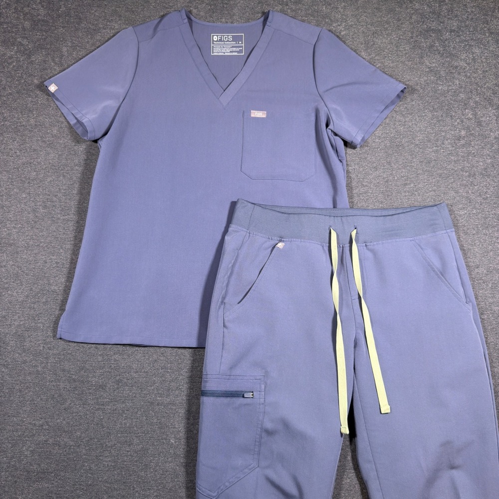 FIGS Women's Lavender Scrub Set with Neon Drawstrings